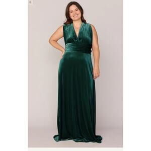 Revelry Michal Convertible Maxi Dress XS Green Velvet Formal Bridesmaid Gown